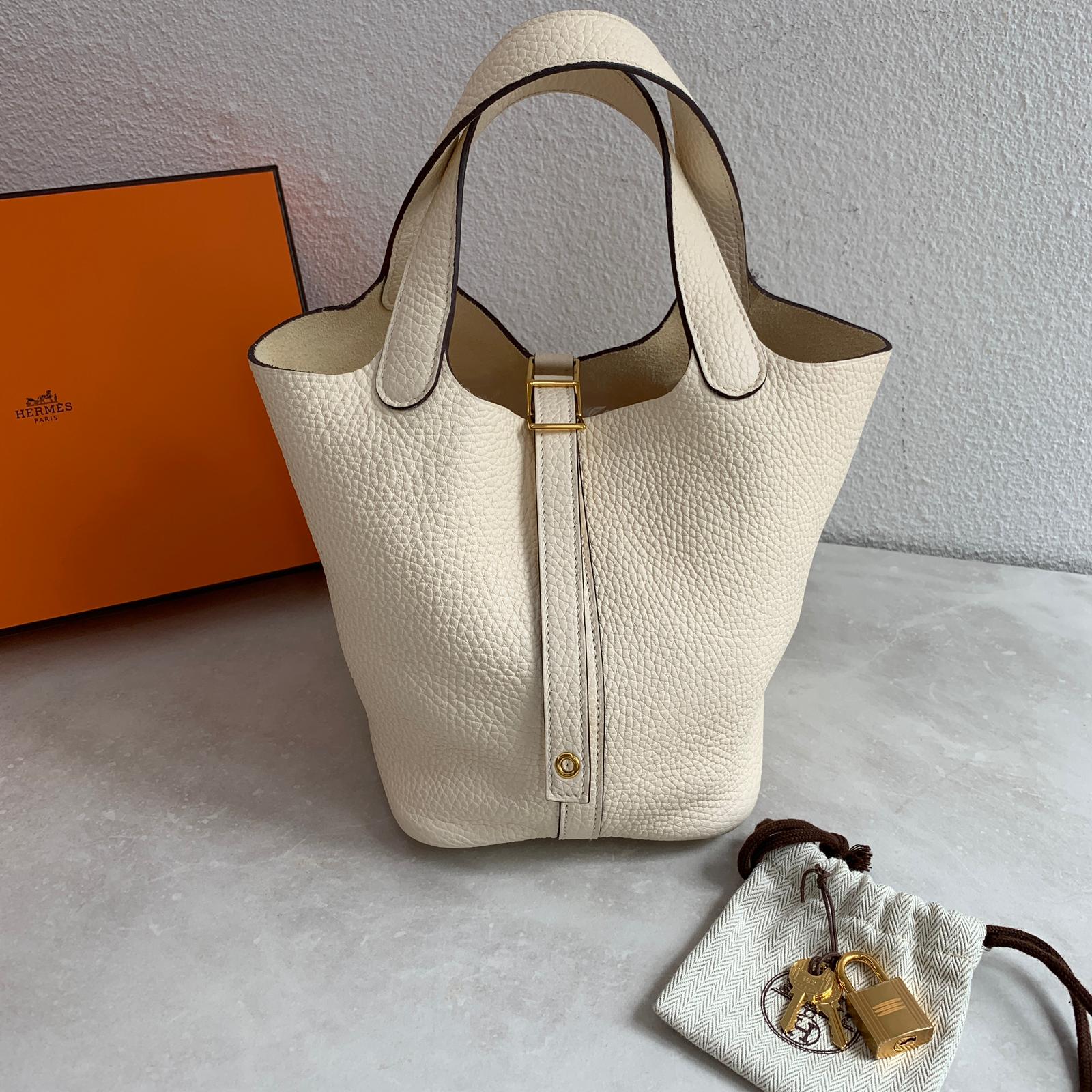 Hermes Picotin 18 nata 奶油白金釦