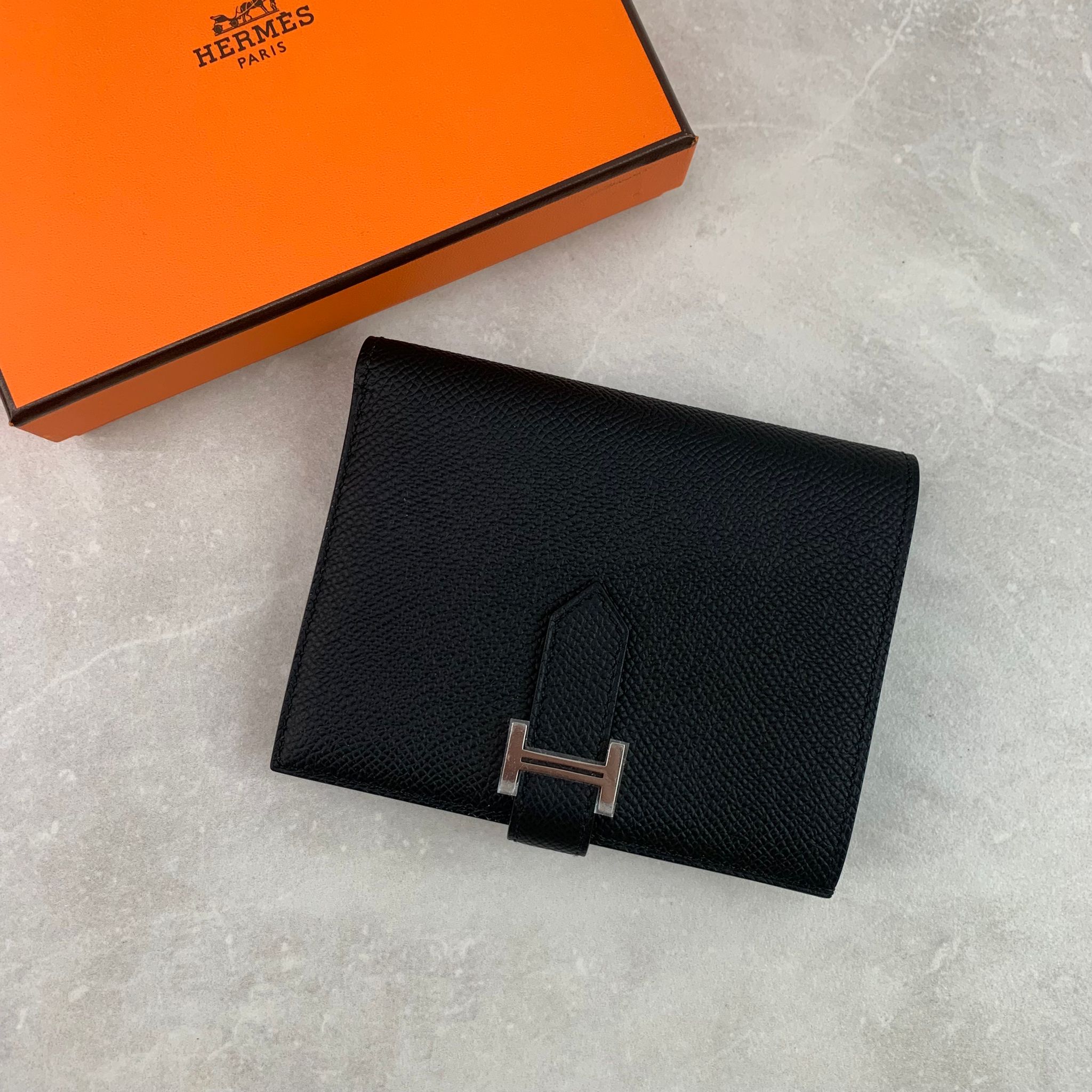 Hermès Bearn Wallet黑銀 Hermès Bearn Wallet黑銀
