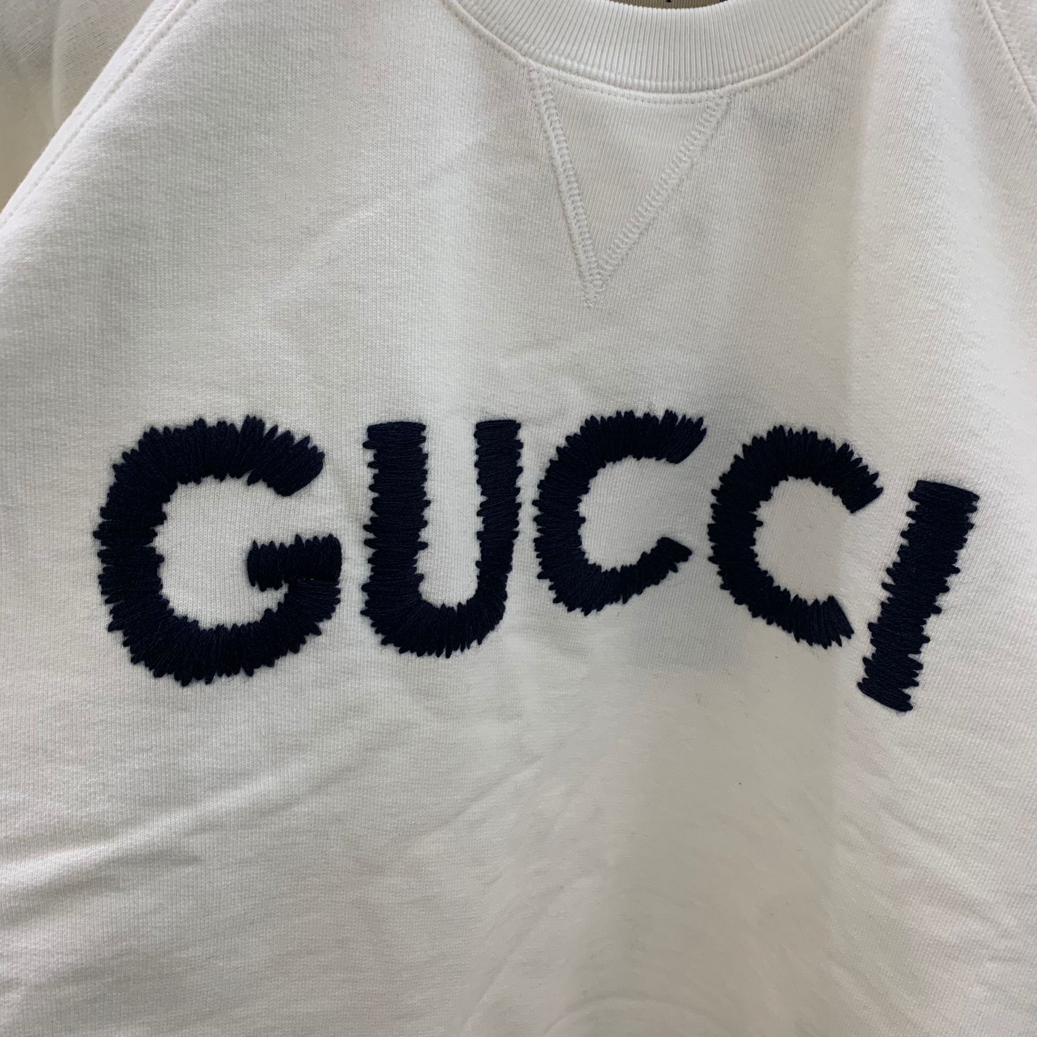 Gucci 刺繡LOGO短版抽繩大學T