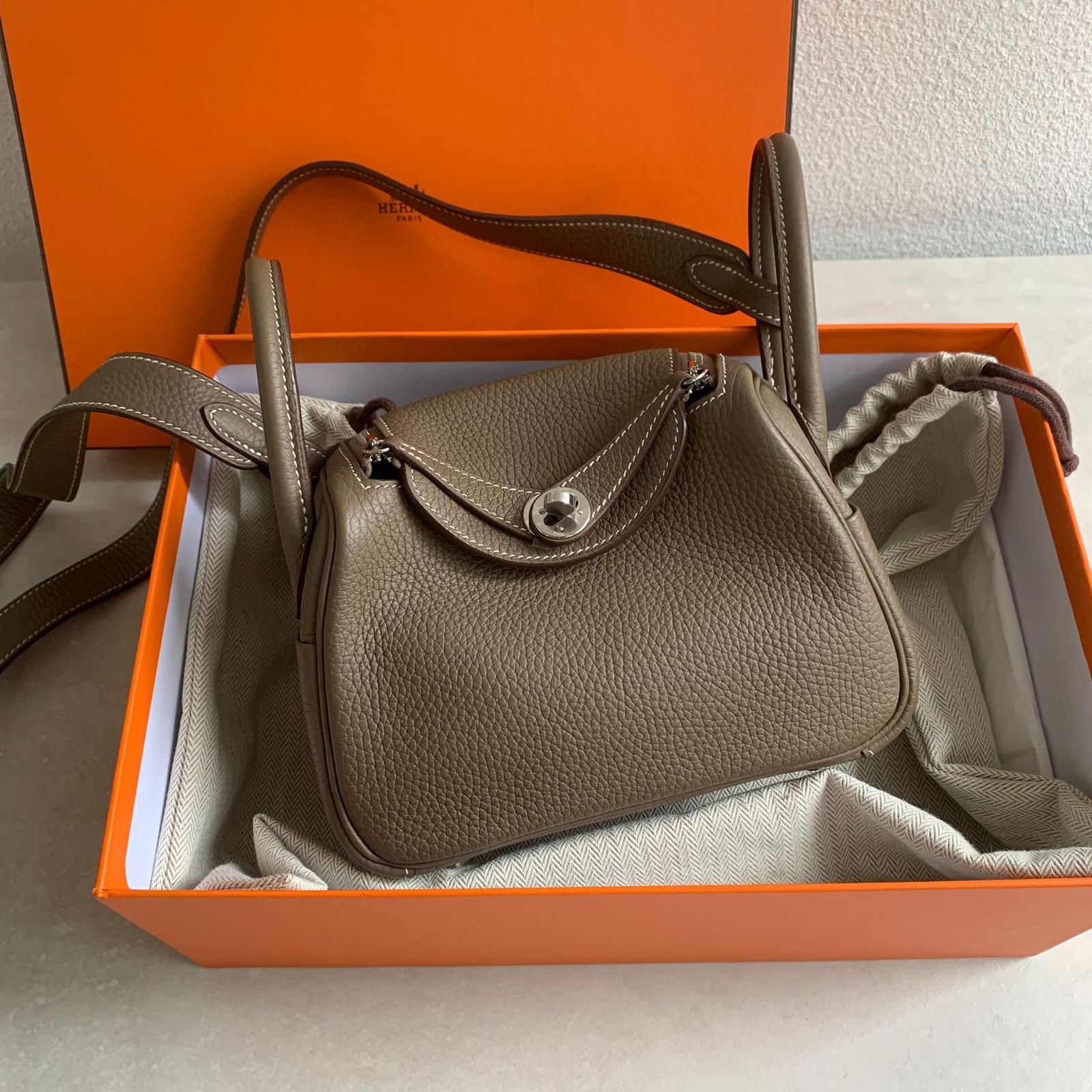 Hermès Mini lindy 大象灰銀釦