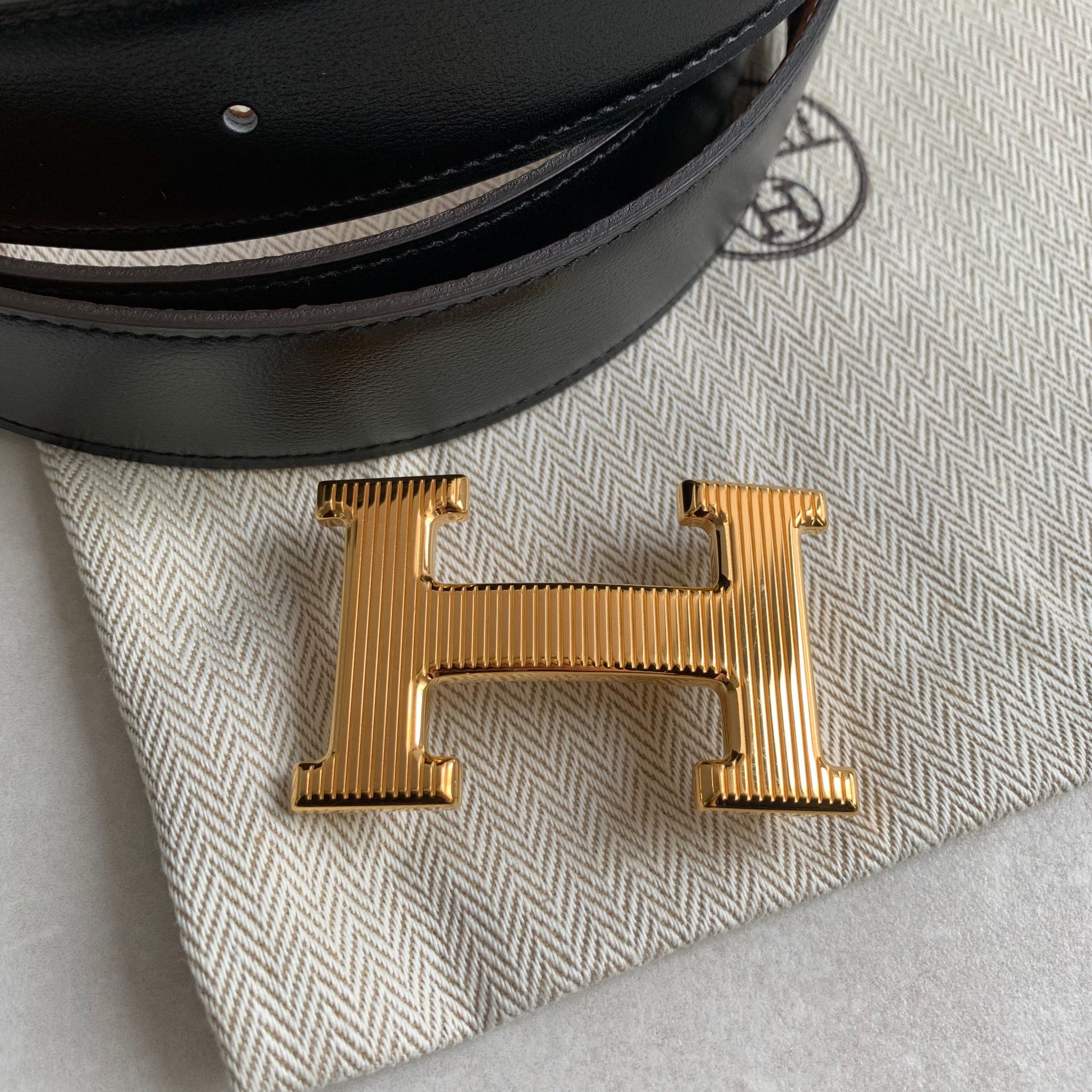 Hermès Belt 經典金色H釦男款腰帶