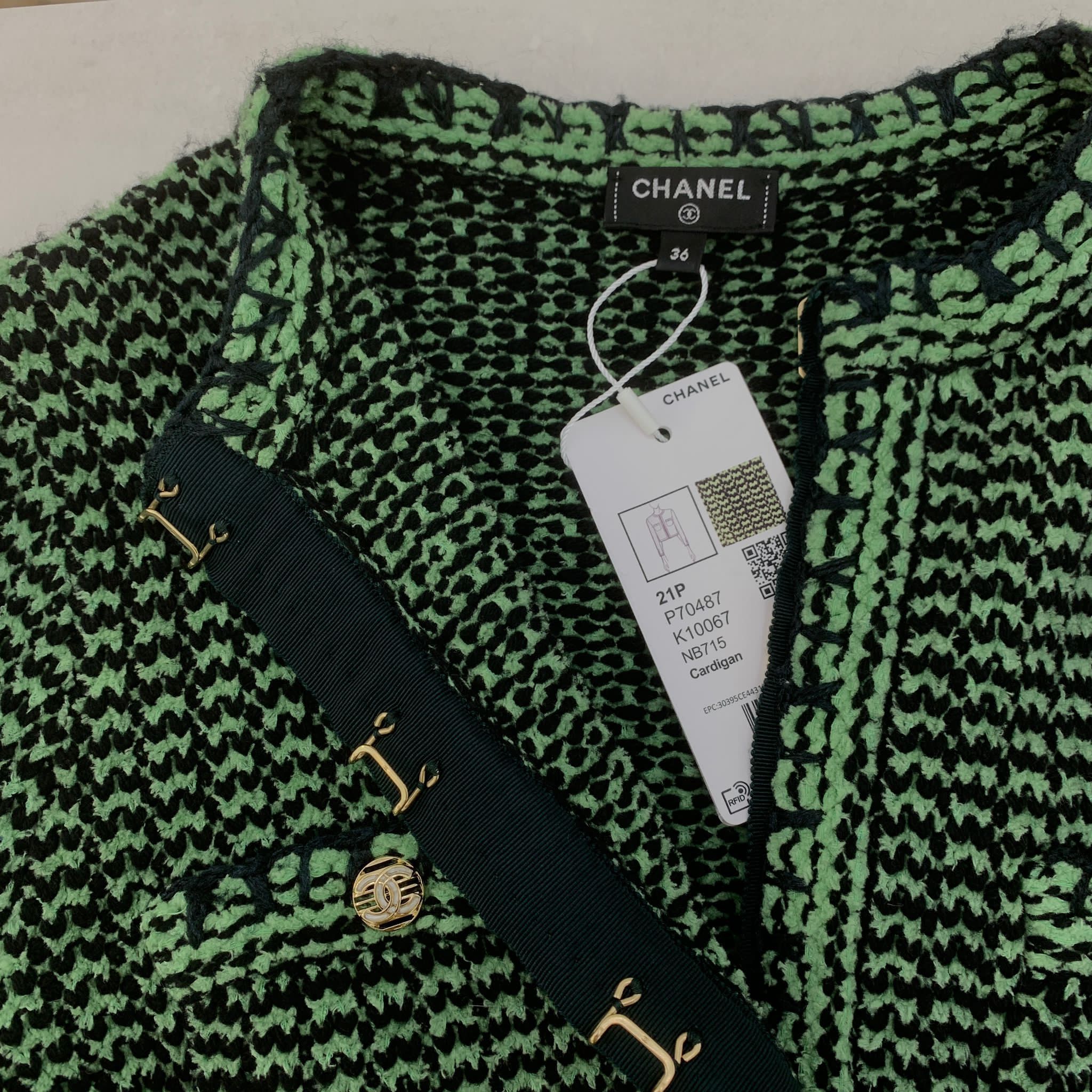Chanel 21P 綠黑編織外套