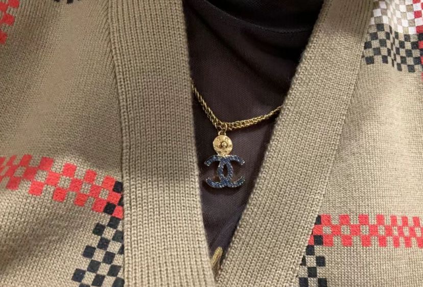 Chanel 24p牛仔珐瑯雙C項鍊