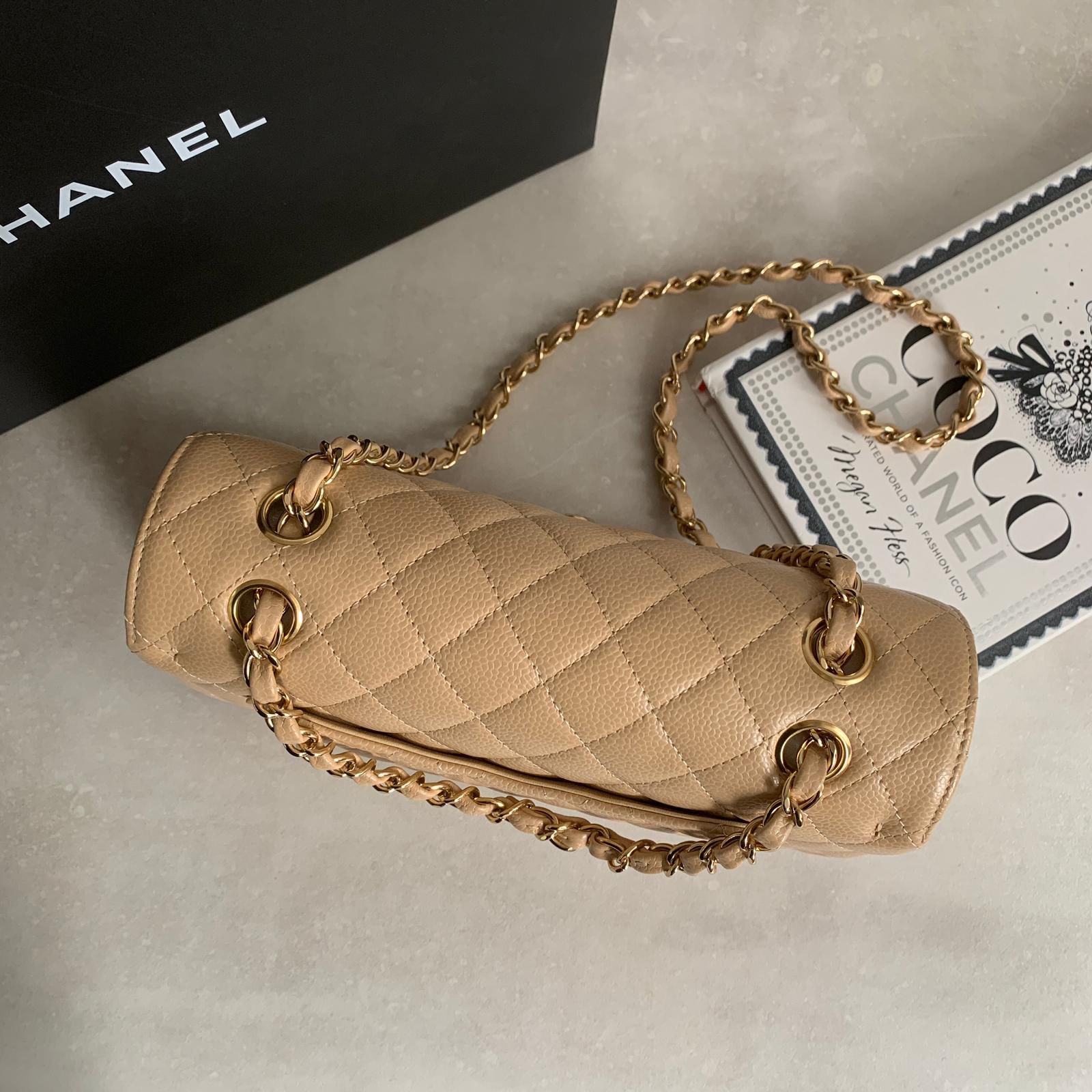 Chanel CF 20 奶茶色荔枝金釦