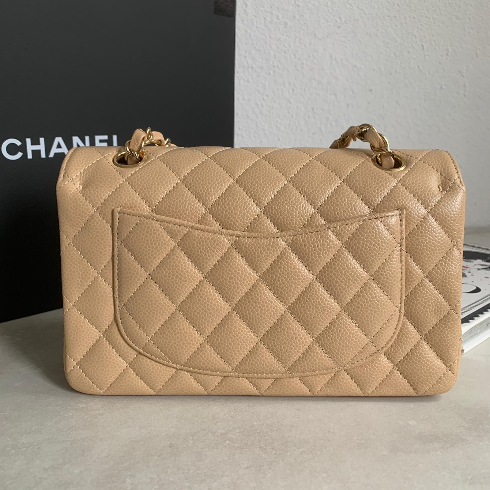 Chanel CF 20 奶茶色荔枝金釦