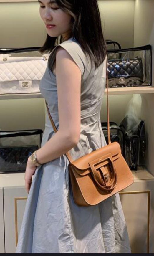 Hermès Halzen 25 金棕銀釦