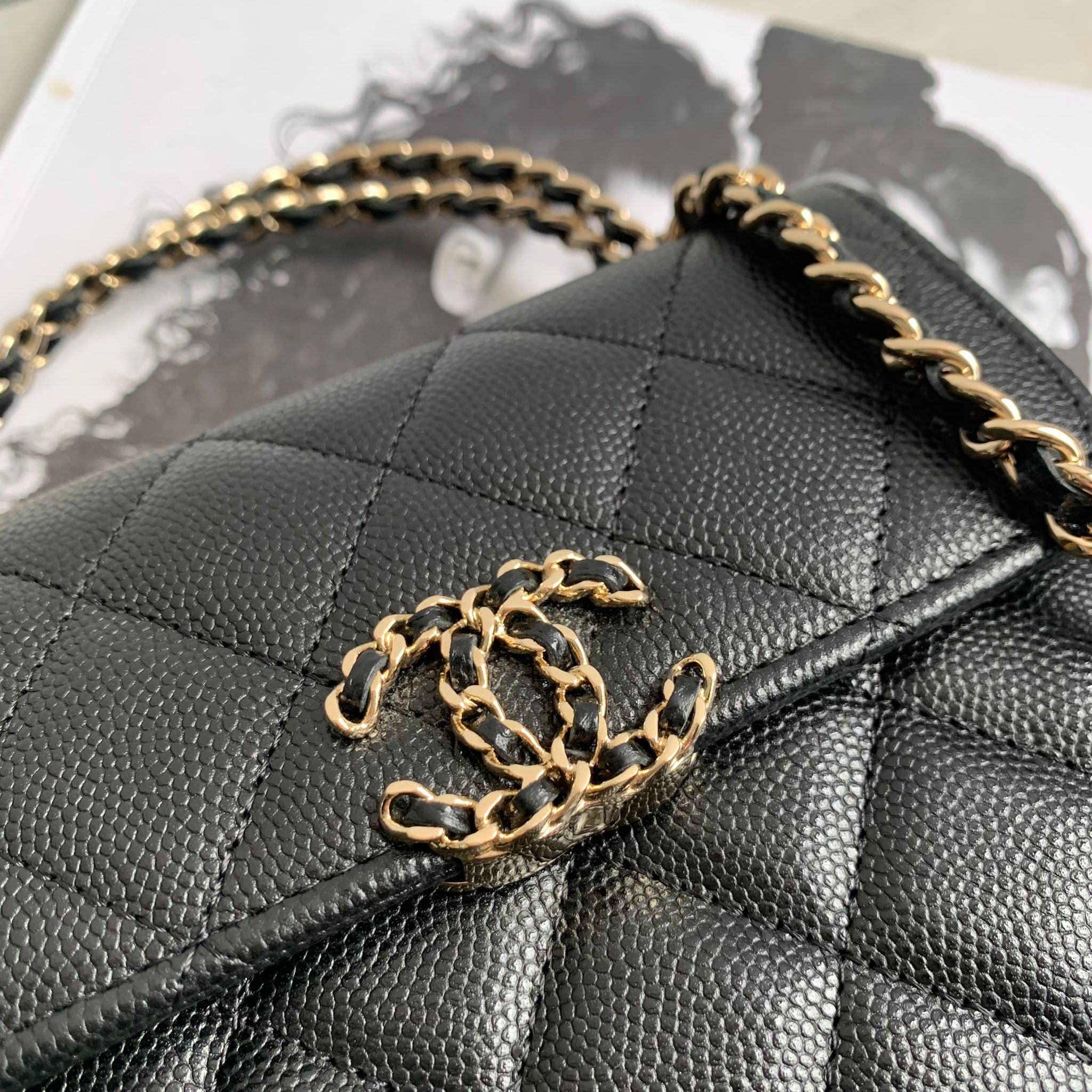 Chanel 23p kelly黑金手柄中號