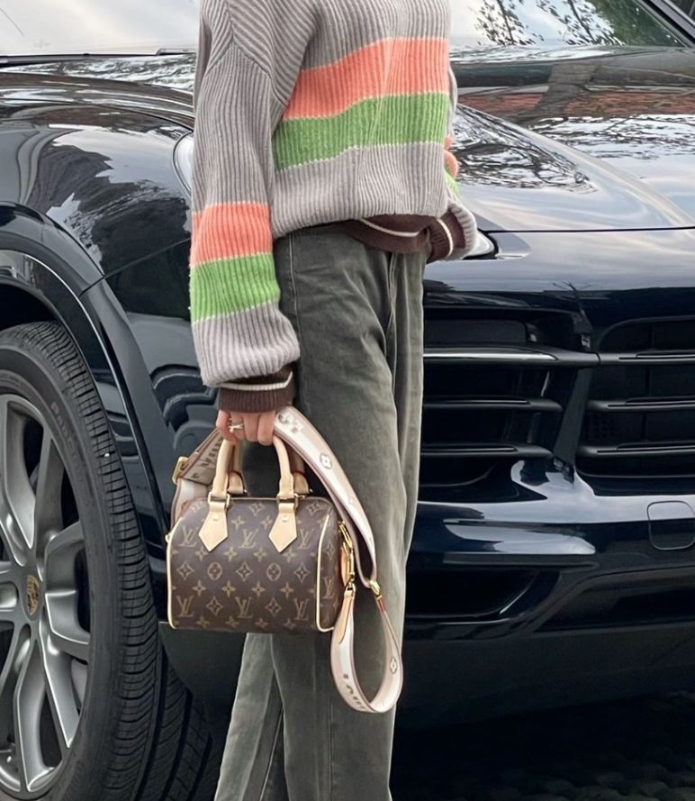 LV Speedy Bandoulière 20 米色背帶