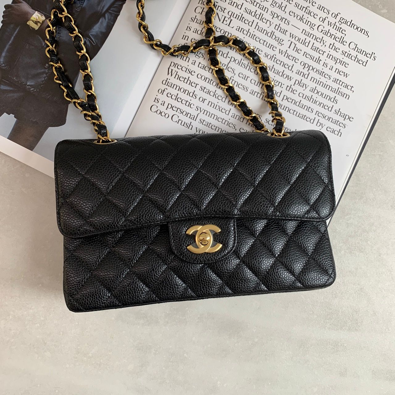 Chanel Classic Flap Small Handbag CF23 經典小號荔枝黑金