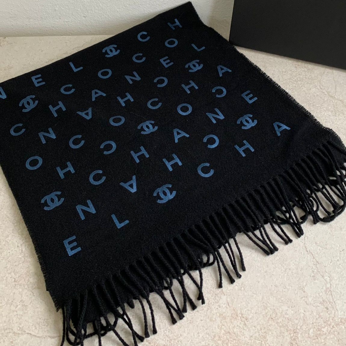 Chanel Scarf 藍色印花圍巾
