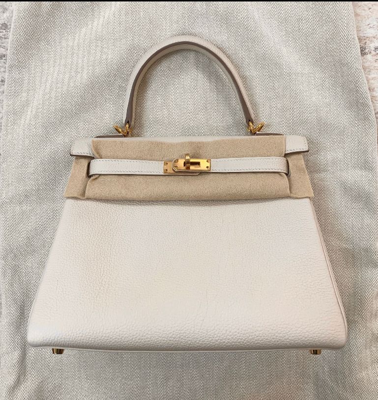 Hermès Kelly 25 Togo皮 奶昔白 金釦