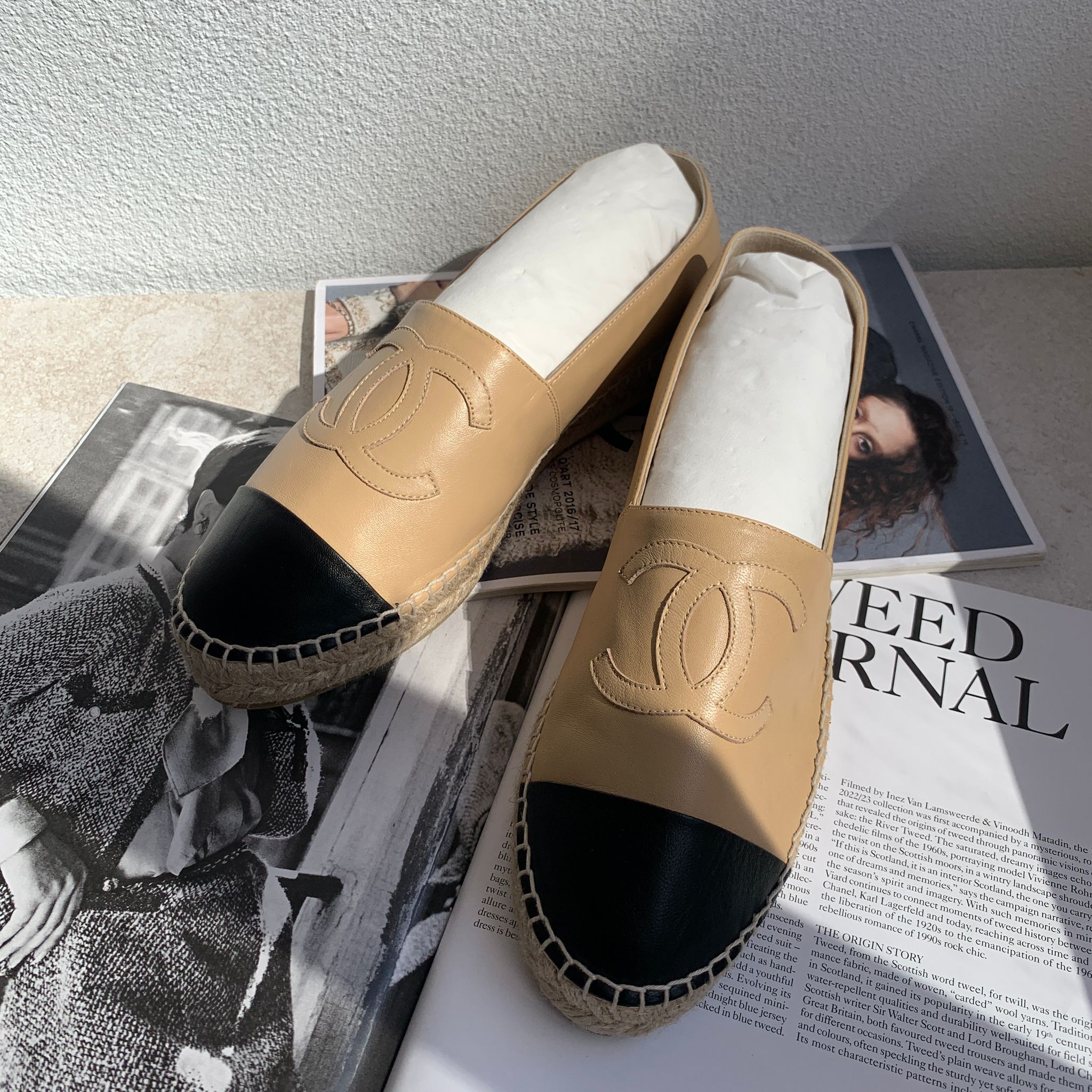 Chanel Espadrilles 米黑拼色漁夫鞋 Chanel Espadrilles 米黑拼色漁夫鞋
