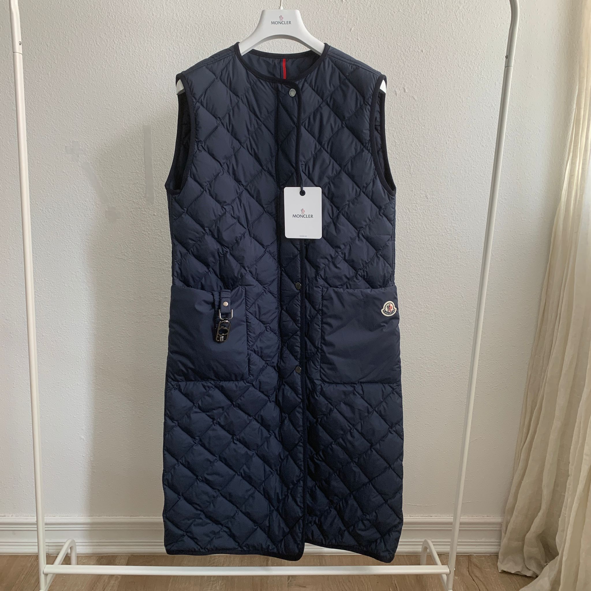 Moncler Navy 深藍長版羽絨背心