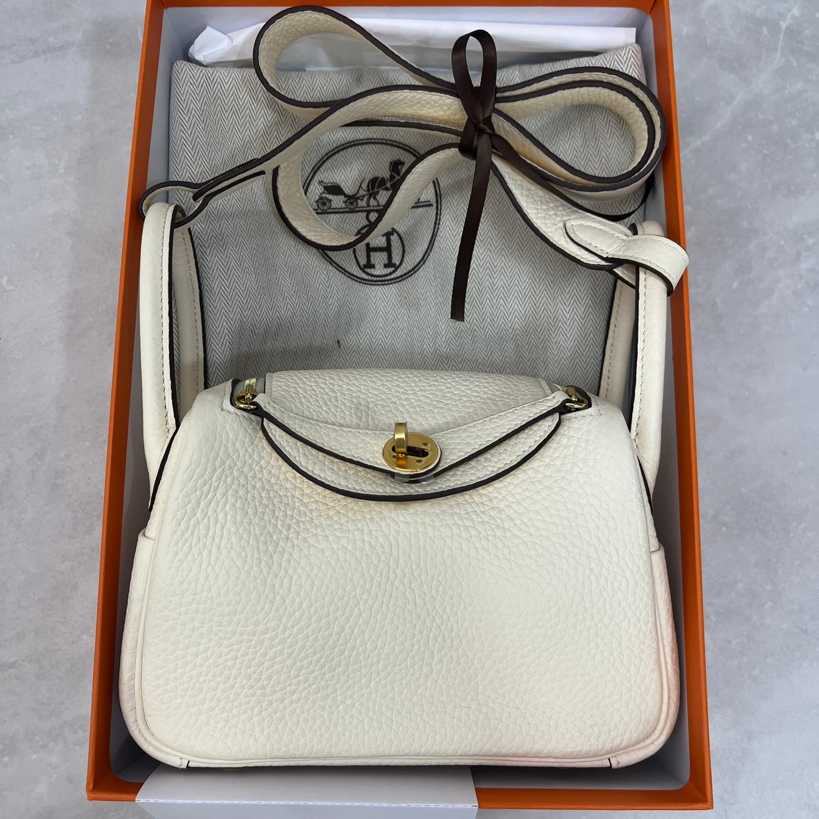 Hermès Mini Lindy 奶油白金扣