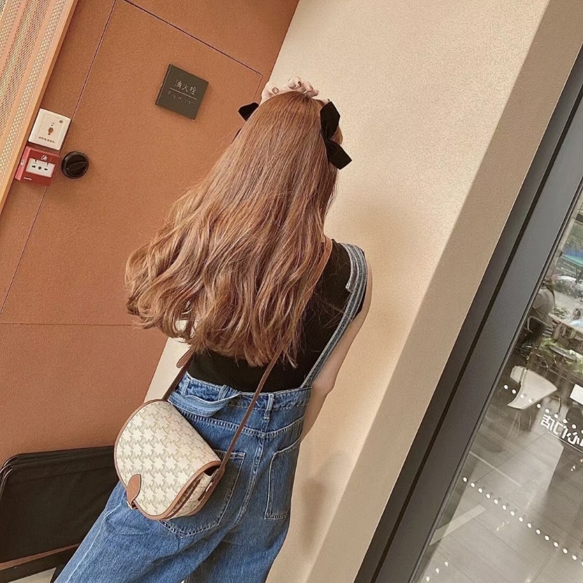 Celine Medium Folco bag in Triomphe Canvas and calfskin白色馬鞍包