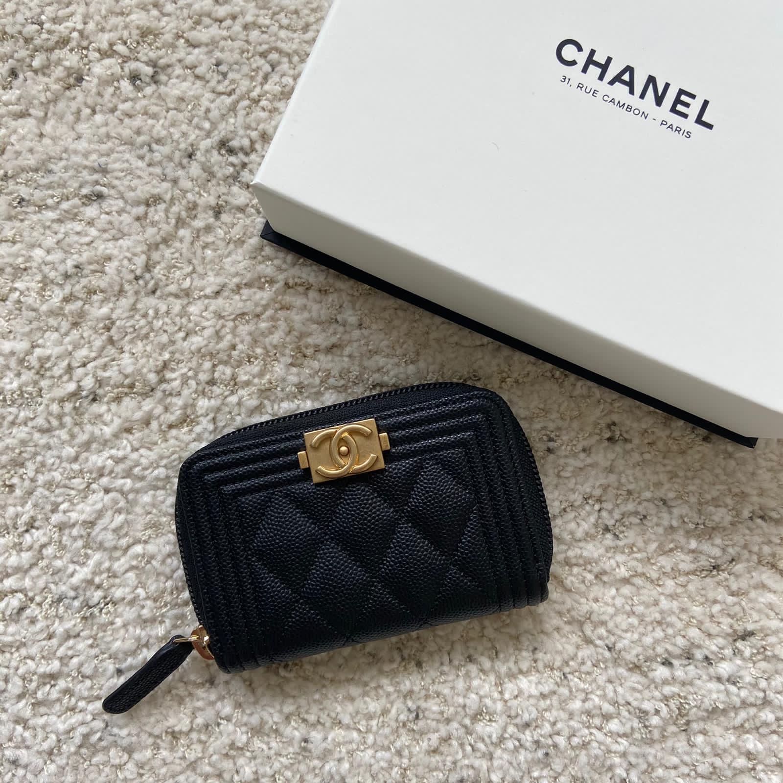 Chanel Boy Flap Coin Purse 雙層零錢卡包 黑色金釦 Chanel Boy Flap Coin Purse 雙層零錢卡包 黑色金釦