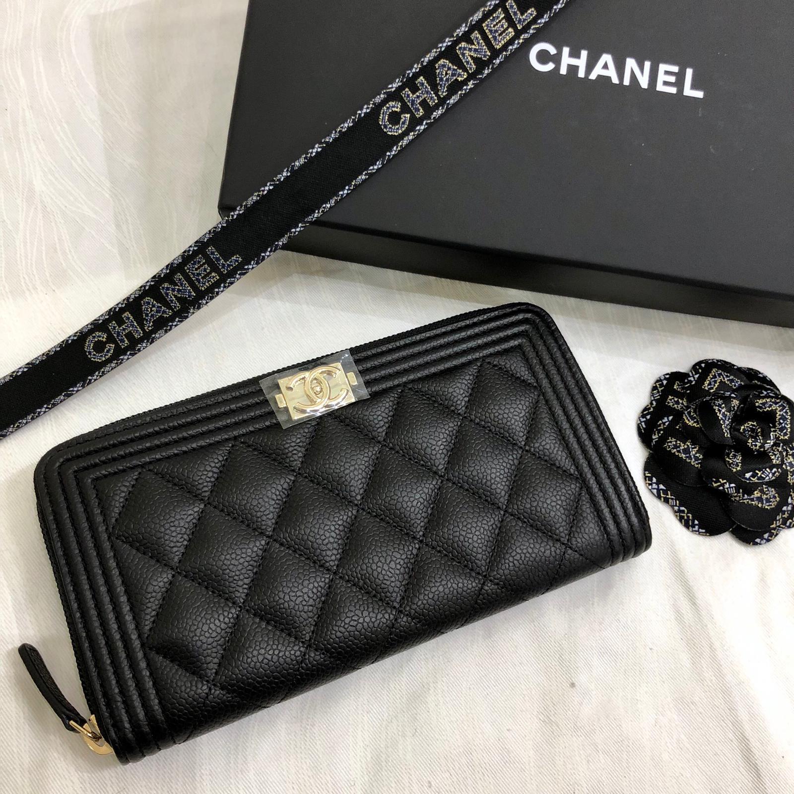 Chanel Boy Long Zipped Wallet 拉鍊長夾 黑色金釦