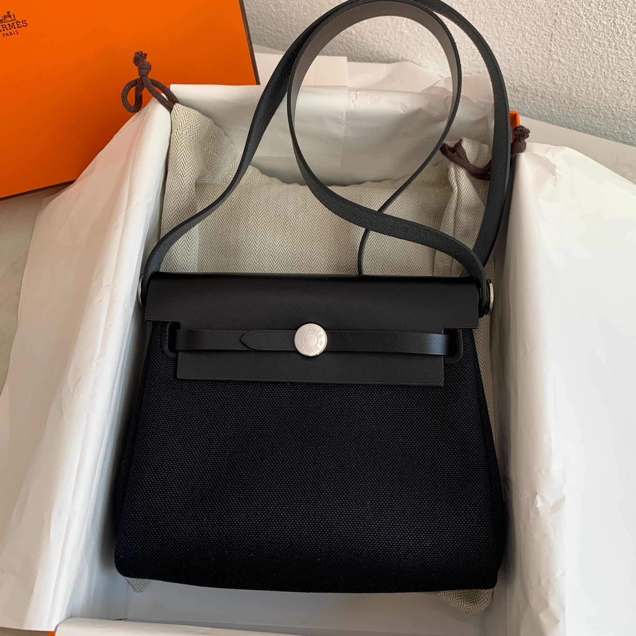 Hermès Mini Herbag黑色銀釦